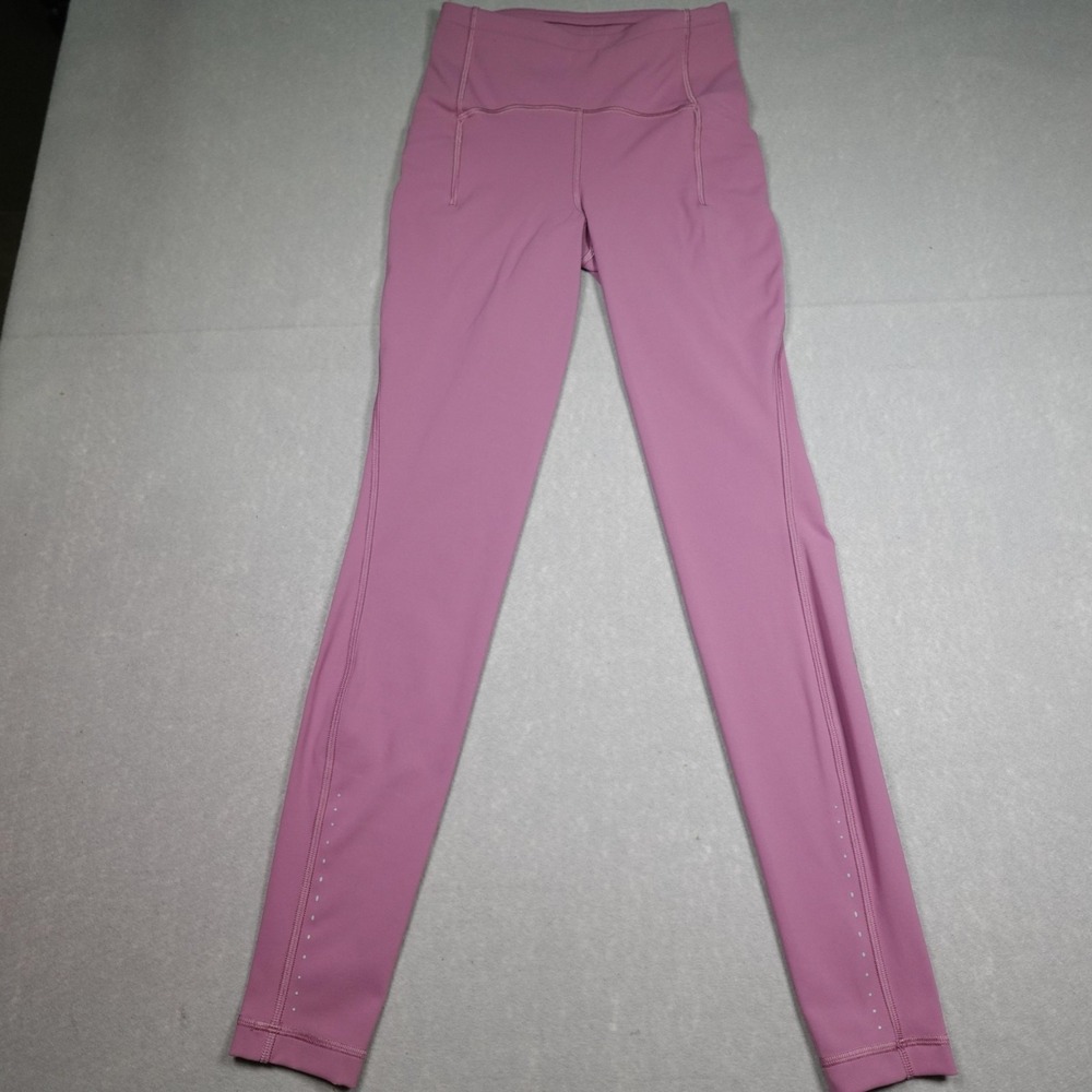 Lululemon Fast and Free Leggings Womens 2 Pink High Rise Reflective Running Yoga